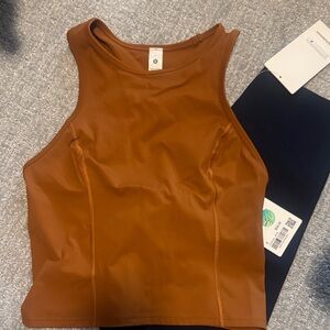 Brown Nulux Racerback Cropped Run Tank